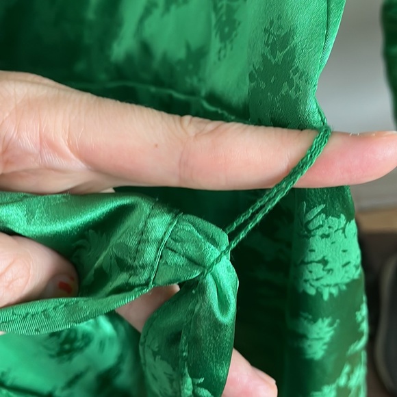 ZARA Puffy Long Sleeve Satin Effect Wrap Dress - Picture 4 of 7